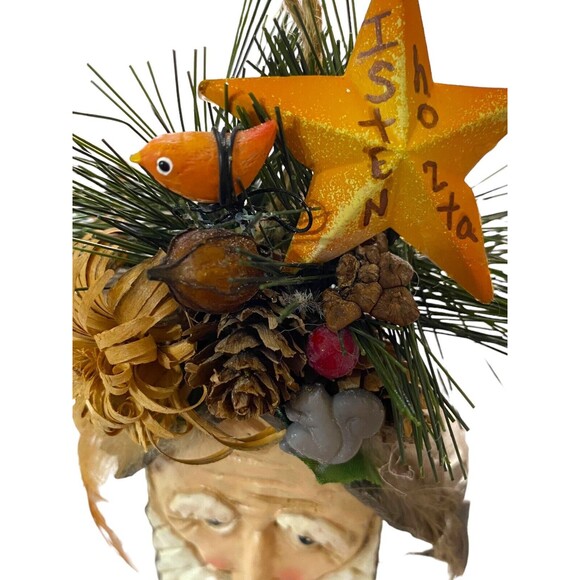 OLD WORLD Santa Claus Face Mini Treehouse Christmas Holiday Ornament w/Decor - Picture 9 of 10